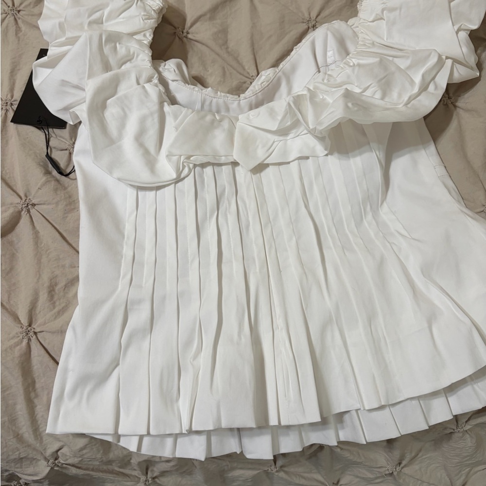 White House Black Market Ruffle-Neck Pleated Women's Top